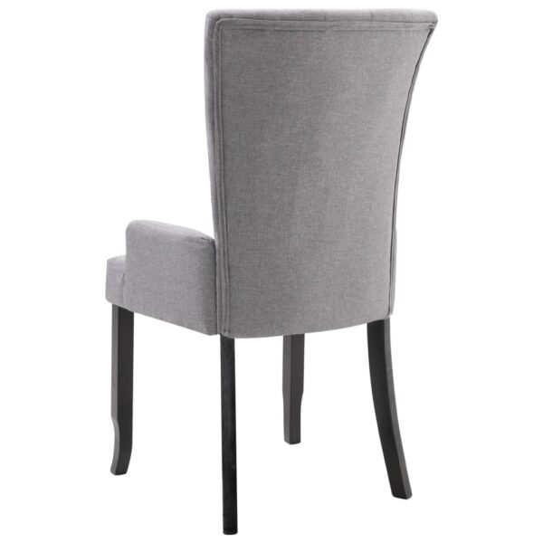 vidaXL Dining Chairs with Armrests 2 pcs Light Gray Fabric - Image 5