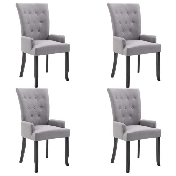 vidaXL Dining Chairs with Armrests 4 pcs Light Gray Fabric - Image 2