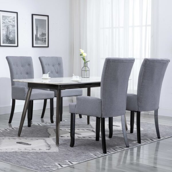 vidaXL Dining Chairs with Armrests 4 pcs Light Gray Fabric