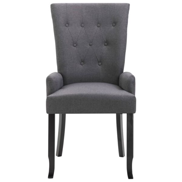 vidaXL Dining Chairs with Armrests 6 pcs Dark Gray Fabric - Image 3