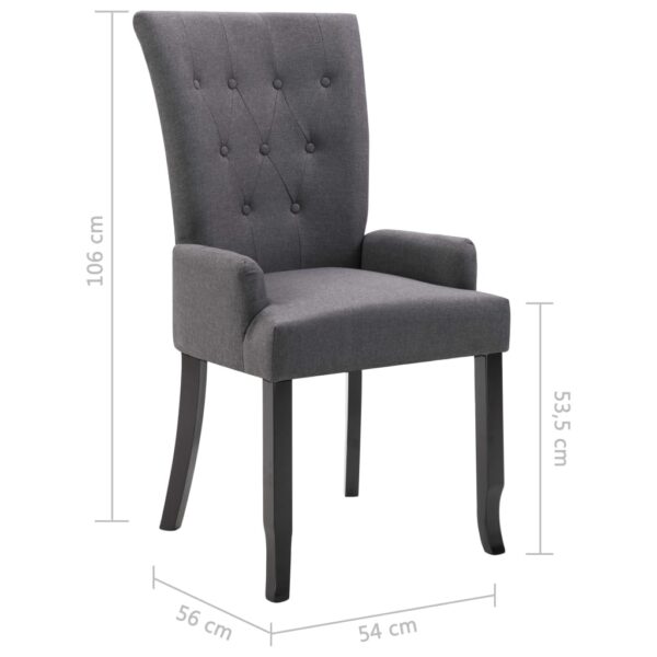 vidaXL Dining Chairs with Armrests 6 pcs Dark Gray Fabric - Image 8