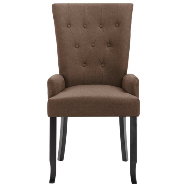 vidaXL Dining Chairs with Armrests 6 pcs Brown Fabric - Image 3