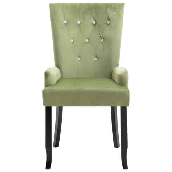 vidaXL Dining Chair with Armrests 2 pcs Light Green Velvet - Image 3