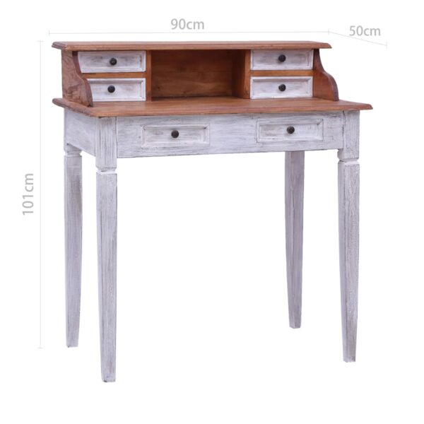 vidaXL Writing Desk with Drawers 35.4"x19.7"x39.8" Solid Reclaimed Wood - Image 8