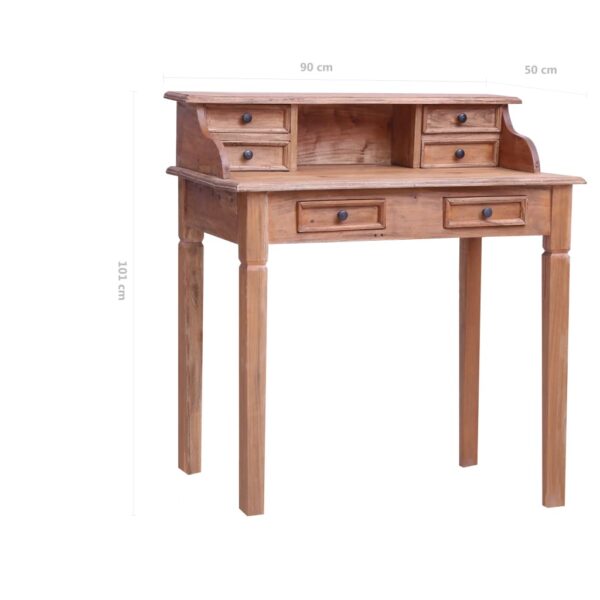 vidaXL Writing Desk with Drawers 35.4"x19.7"x39.8" Solid Reclaimed Wood - Image 9