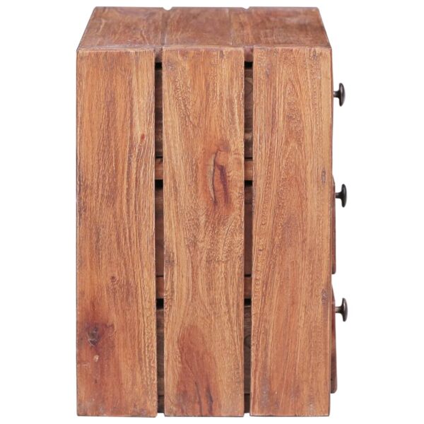 vidaXL Bedside Cabinet with 3 Drawers 13.8"x9.8"x13.8" Solid Reclaimed Wood - Image 4