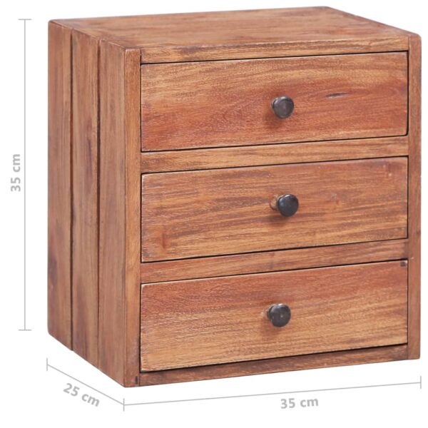 vidaXL Bedside Cabinet with 3 Drawers 13.8"x9.8"x13.8" Solid Reclaimed Wood - Image 9