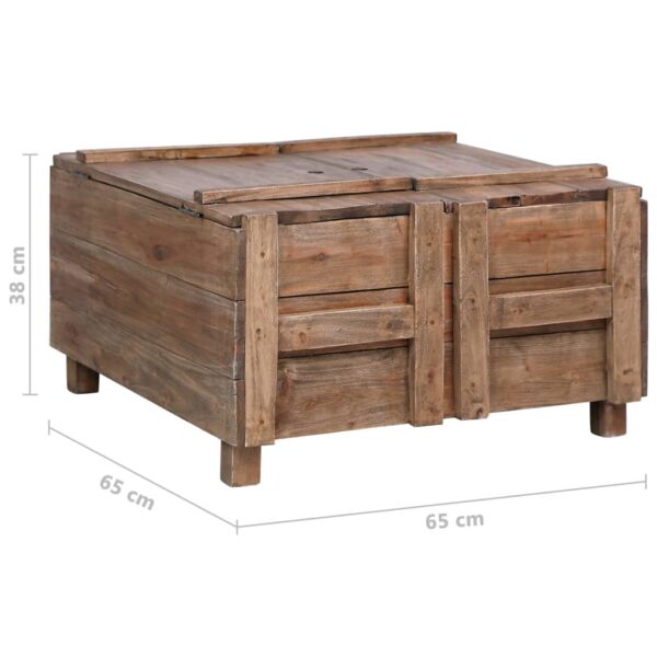 vidaXL Coffee Table 25.6"x25.6"x15" Solid Reclaimed Wood - Image 10