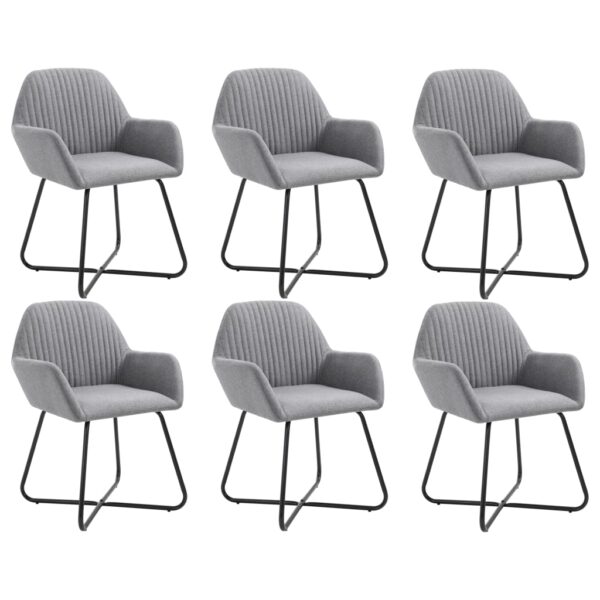 vidaXL Dining Chairs 6 pcs Light Gray Fabric