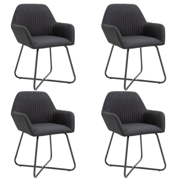 vidaXL Dining Chairs 4 pcs Black Fabric