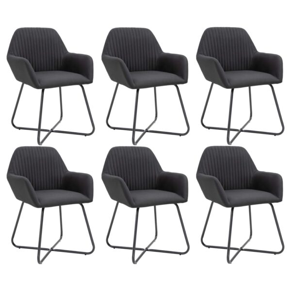 vidaXL Dining Chairs 6 pcs Black Fabric