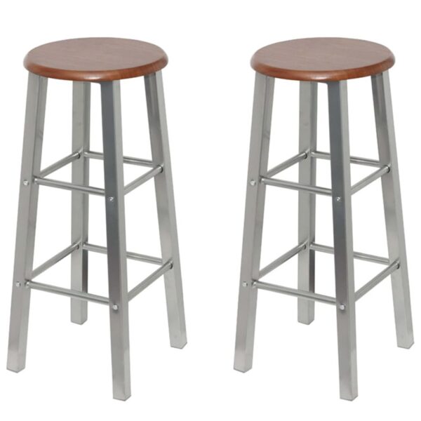 vidaXL Bar Stools 4 pcs Silver and Brown MDF - Image 2