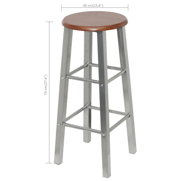 vidaXL Bar Stools 4 pcs Silver and Brown MDF - Image 5