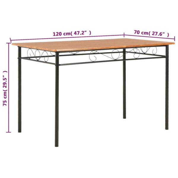 vidaXL Dining Table Brown 47.2"x27.6"x29.5" MDF - Image 8