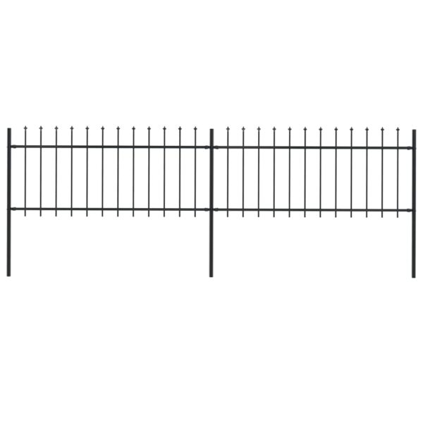 vidaXL Garden Fence with Spear Top Steel 133.9"x31.5" Black