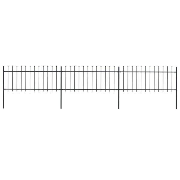 vidaXL Garden Fence with Spear Top Steel 200.8"x31.5" Black