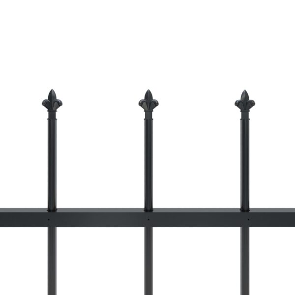 vidaXL Garden Fence with Spear Top Steel 200.8"x31.5" Black - Image 4