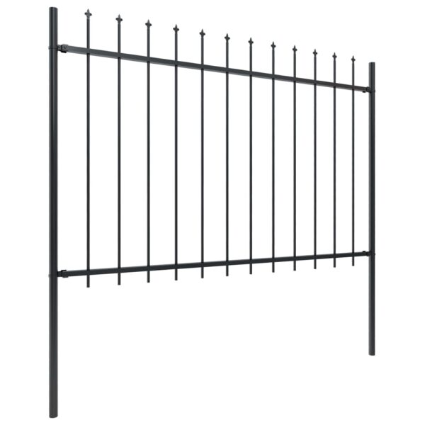 vidaXL Garden Fence with Spear Top Steel 468.5"x47.2" Black - Image 2