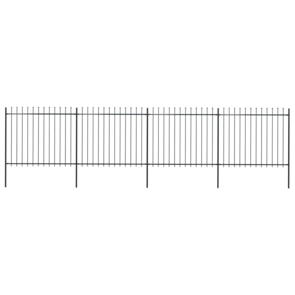 vidaXL Garden Fence with Spear Top Steel 267.7"x59.1" Black