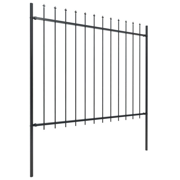 vidaXL Garden Fence with Spear Top Steel 267.7"x59.1" Black - Image 2