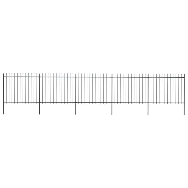 vidaXL Garden Fence with Spear Top Steel 334.6"x59.1" Black