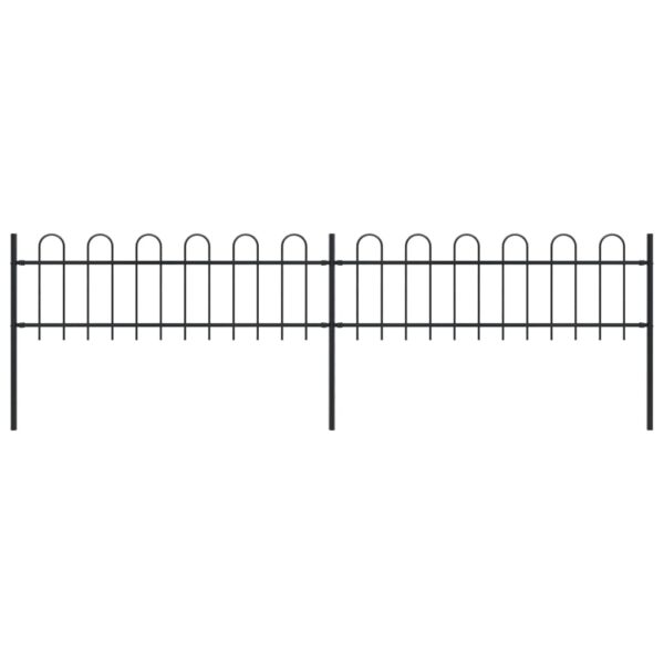 vidaXL Garden Fence with Hoop Top Steel 11.2' Black