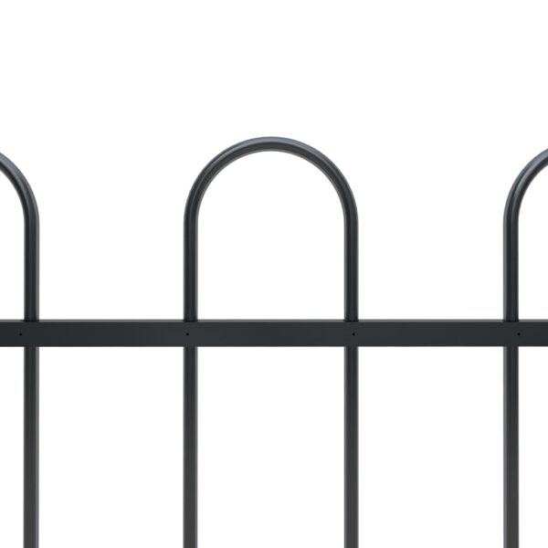 vidaXL Garden Fence with Hoop Top Steel 11.2' Black - Image 3