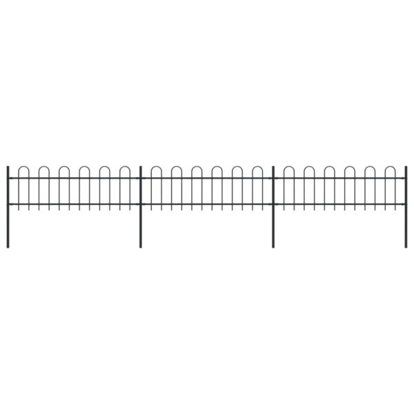 vidaXL Garden Fence with Hoop Top Steel 16.7' Black