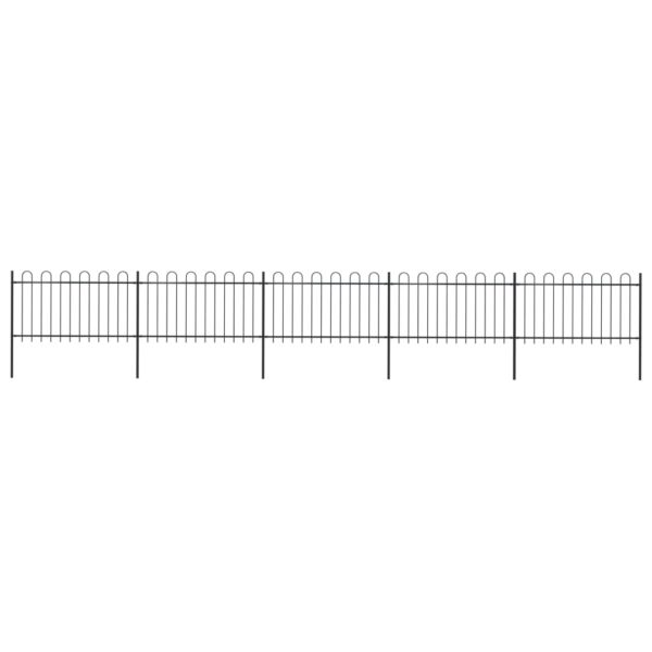 vidaXL Garden Fence with Hoop Top Steel 27.9' Black