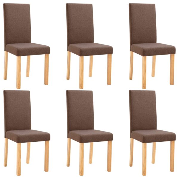 vidaXL Dining Chairs 6 pcs Brown Fabric - Image 2