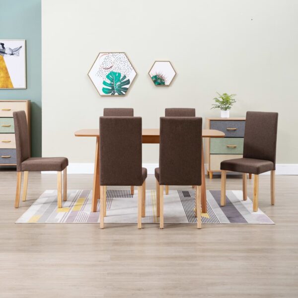 vidaXL Dining Chairs 6 pcs Brown Fabric