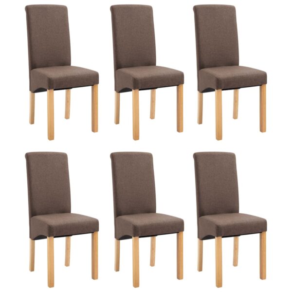 vidaXL Dining Chairs 6 pcs Brown Fabric - Image 2