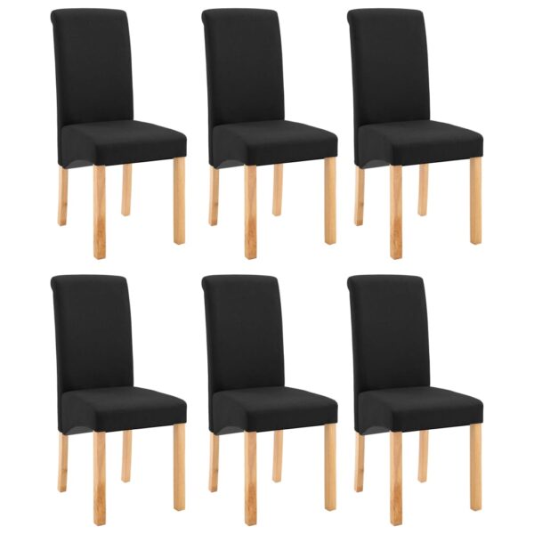 vidaXL Dining Chairs 6 pcs Black Fabric - Image 2