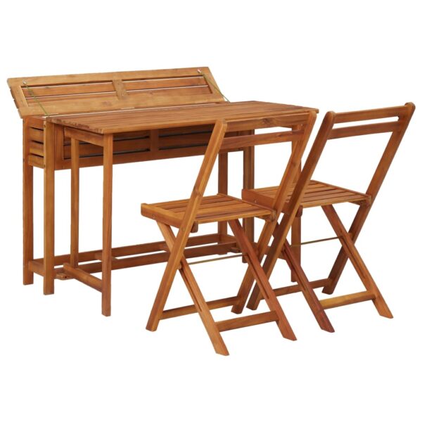 vidaXL Garden Planter Table with 2 Bistro Chairs Solid Acacia Wood - Image 2