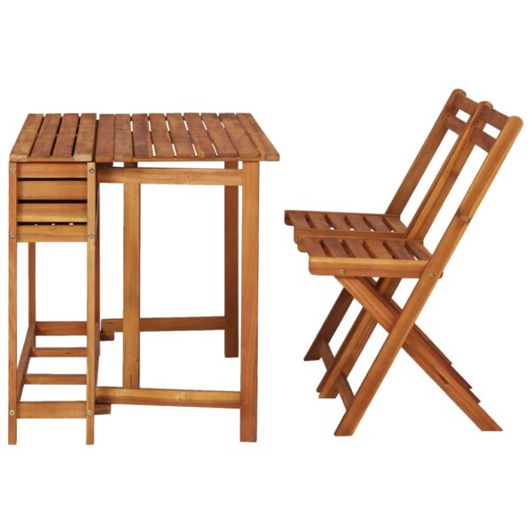 vidaXL Garden Planter Table with 2 Bistro Chairs Solid Acacia Wood - Image 3