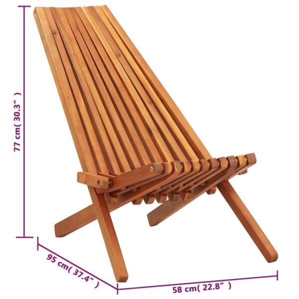 vidaXL Folding Patio Lounge Chair Solid Acacia Wood - Image 8