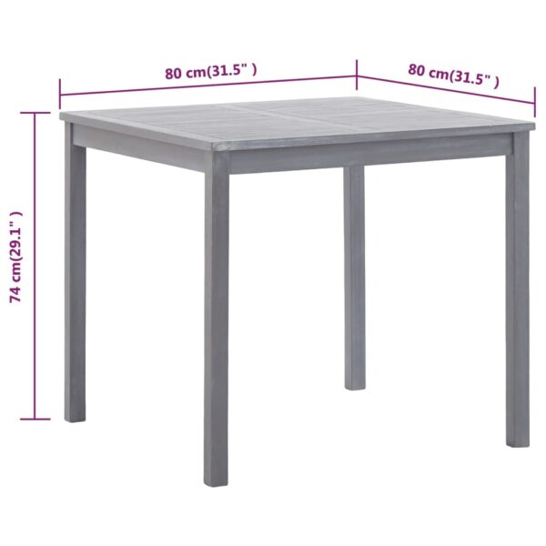 vidaXL Patio Table Gray 31.5"x31.5"x29.1" Solid Acacia Wood - Image 5