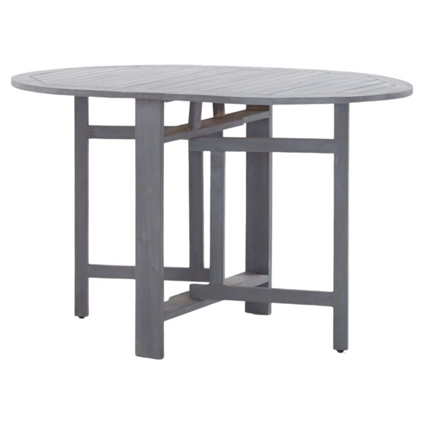 vidaXL Patio Table Gray 47.2"x27.6"x29.1" Solid Acacia Wood - Image 3