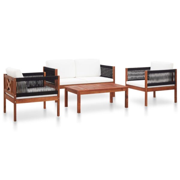 vidaXL 4 Piece Patio Lounge Set Solid Acacia Wood