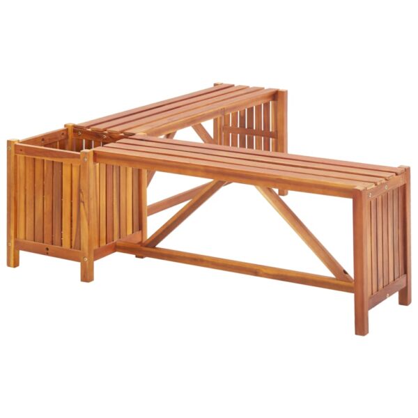 vidaXL Patio Corner Bench with Planter 46"x46"x15.7" Solid Acacia Wood - Image 3