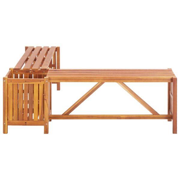 vidaXL Patio Corner Bench with Planter 46"x46"x15.7" Solid Acacia Wood - Image 4