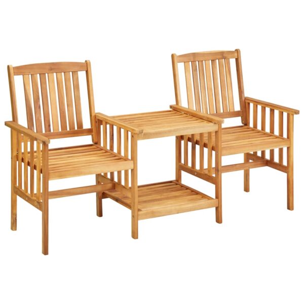 vidaXL Patio Chairs with Tea Table 62.6"x24"x36.2" Solid Acacia Wood