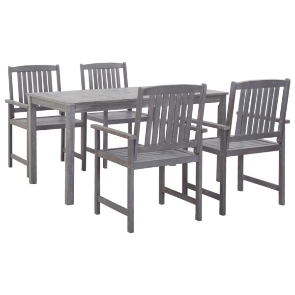 vidaXL 5 Piece Patio Dining Set Gray Solid Acacia Wood