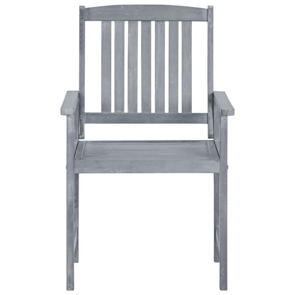 vidaXL Patio Chairs 2 pcs Gray Solid Acacia Wood - Image 3