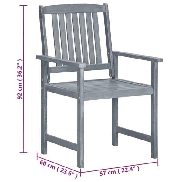 vidaXL Patio Chairs 2 pcs Gray Solid Acacia Wood - Image 8