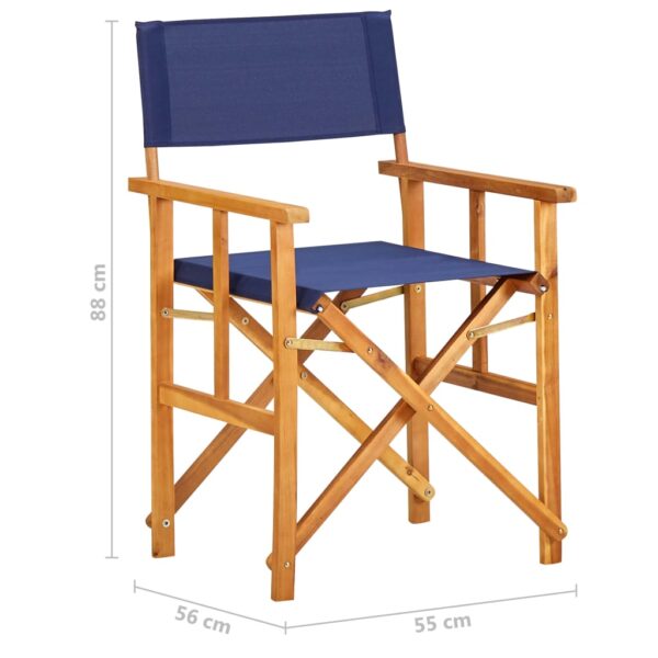 vidaXL Director's Chair Solid Acacia Wood Blue - Image 8