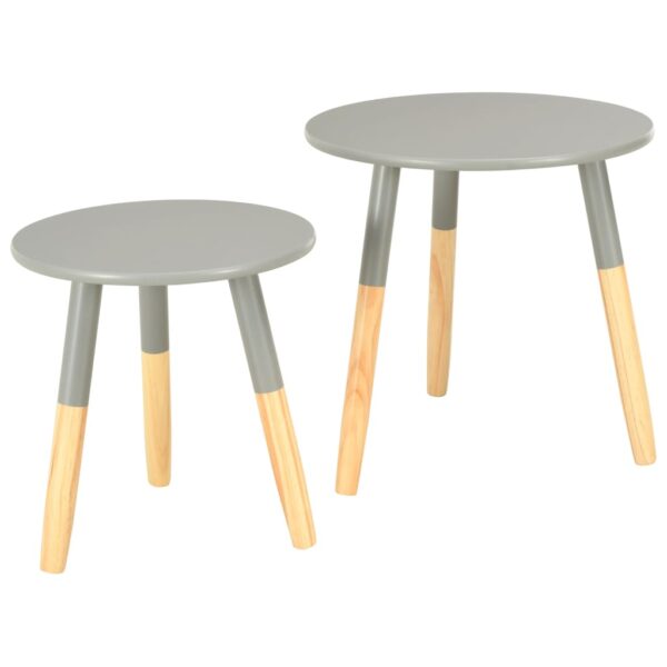 vidaXL Side Tables 2 pcs Gray Solid Pinewood - Image 2