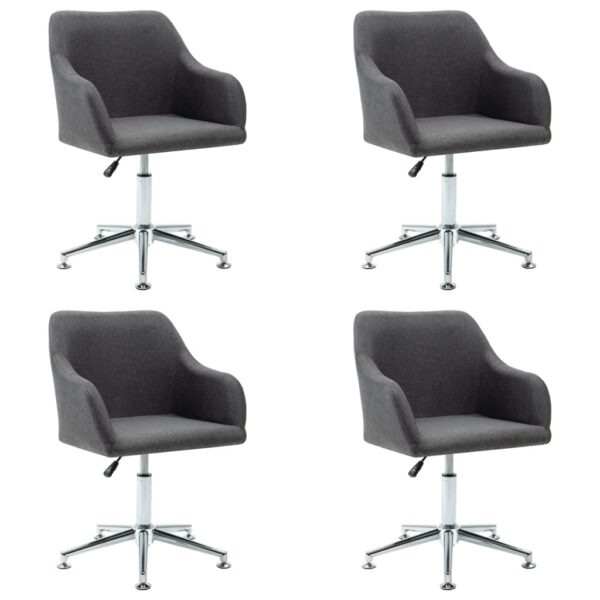 vidaXL Swivel Dining Chairs 4 pcs Dark Gray Fabric - Image 2