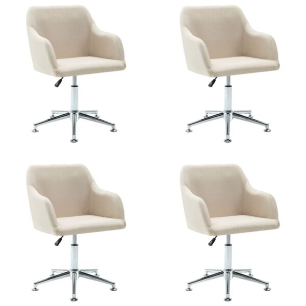 vidaXL Swivel Dining Chairs 4 pcs Cream Fabric - Image 2