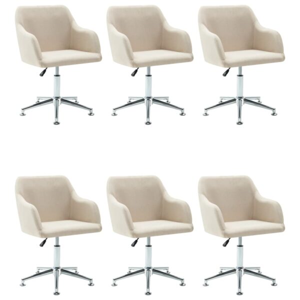 vidaXL Swivel Dining Chairs 6 pcs Cream Fabric - Image 2